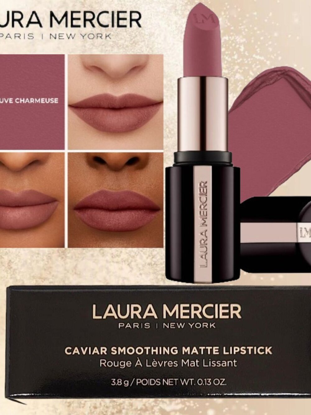 Laura Mercier Caviar Smoothing Matte Lipstick ~ 750 Mauve Charmeuse 3.8g NIB